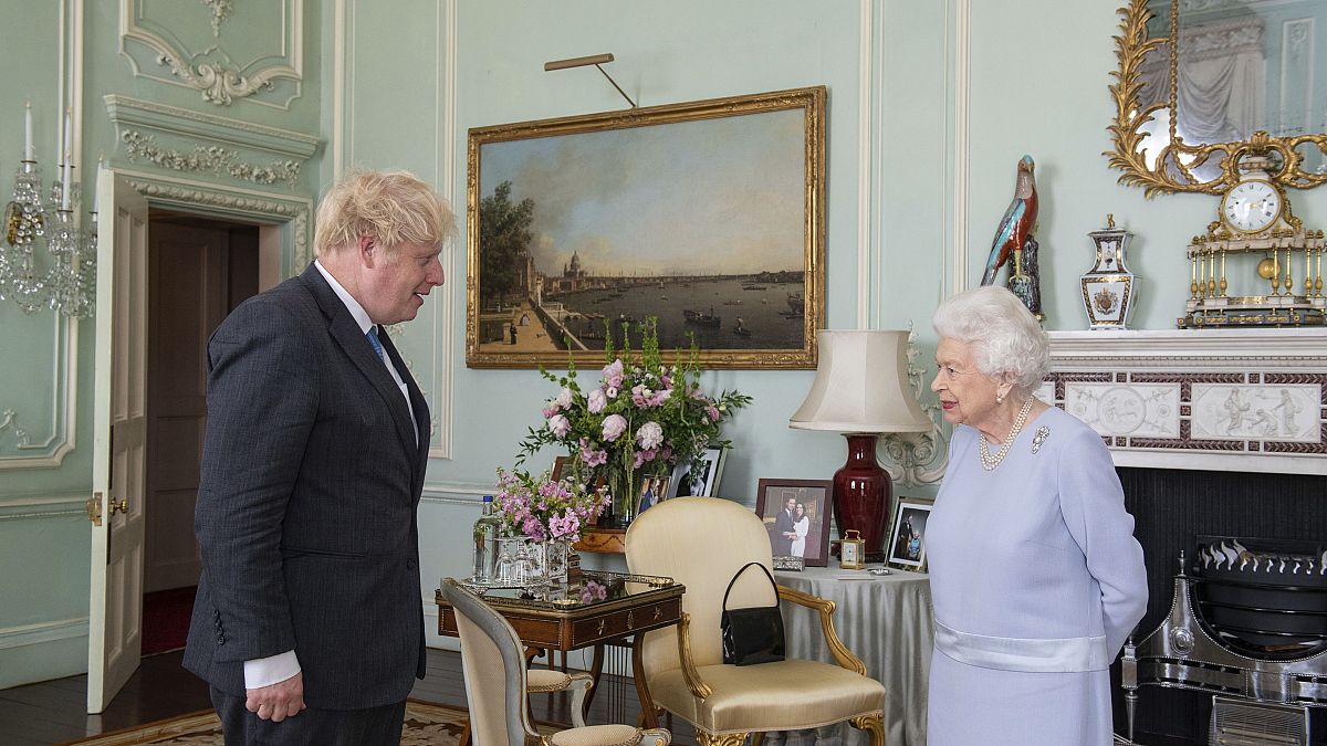 Britain's Queen Elizabeth II greets Prime Minister Boris Johnson
