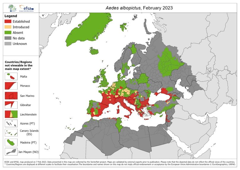European Centre for Disease Prevention and Control and European Food Safety Authority. Mosquito maps