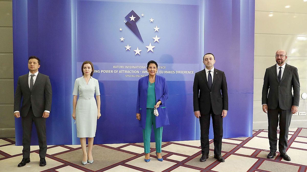 سه رهبر گرجستان، مولداوی و اوکراین به همراه شارل میشل در اجلاس باتومی