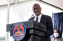 رئيس وزراء هايتي المعين أرييل هنري خلال مراسم تنصيبه. 20/07/2021