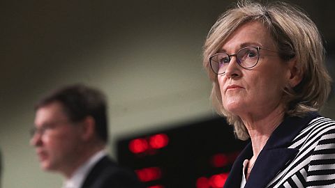 EU Commissioners Mairead McGuinness and Valdis Dombrovskis (pictured in April) announced the proposed law on Tuesday