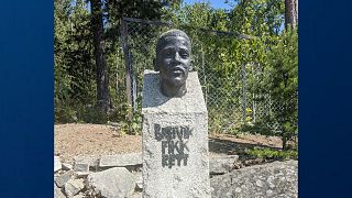 The vandalism was discovered at the memorial near Oslo on Tuesday.