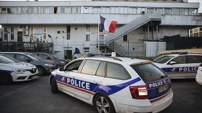 A police car arrives at the police station in the Paris suburb of Sarcelles, June, 15, 2021. A police car arrives at the police station in the Paris suburb of Sarcelles, June, 15, 2021.