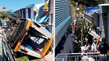 Rescuers work on the site where a bus crashed in Capri.