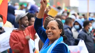 Government supporters  celebrate the second  filling of Grand Ethiopian Renaissance Dam