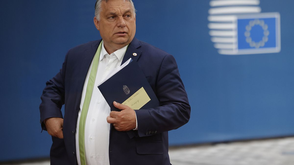 Hungarian Prime Minister Viktor Orban leaves at the end of an EU summit in Brussels on June 25, 2021.