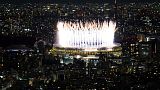 Fireworks illuminate over National Stadium during the opening ceremony of 2020 Tokyo Olympics, July 23, 2021, in Tokyo.