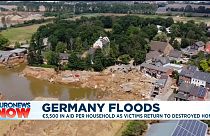 Blessem, Germany - Aerial of destroyed buildings 
