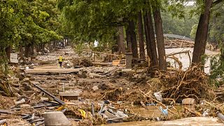 Debris field caused by flooding near the river Ahr in Bad Neuenahr, Germany.