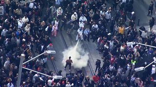 Police clashed with protesters in Australia on Saturday