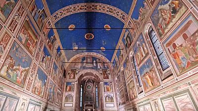 Frescos de la capilla de los Scrovegni pintados por Giotto en 855 días entre 1302 y 1305 Padua, Italia