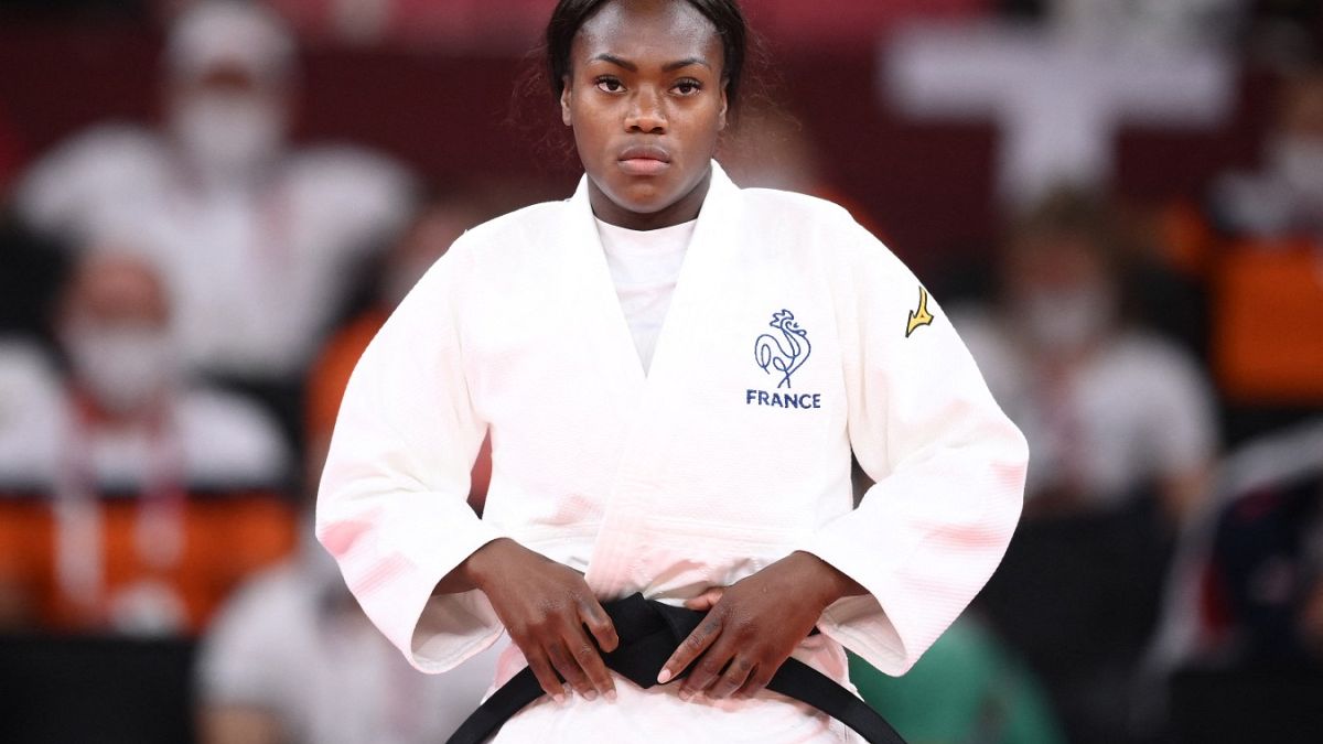 La Française Clarisse Agbegnenou en quart de finale du judo féminin -63kg lors des J0 de Tokyo le 27/07/2021