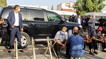 Ennahda-Chef Ghannouchi in seinem Fahrzeug in Tunis in Tunesien
