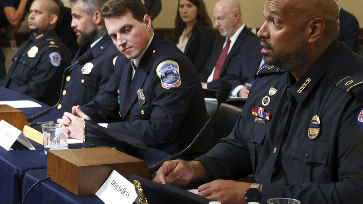 Officers testify before the House select committee hearing on the Jan. 6 attack on Capitol Hill in Washington, Tuesday, July 27, 2021. 