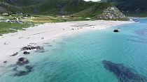 Playa de Haukland, en el norte de Noruega