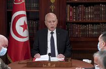 El presidente de Túnez, Kais Saied, dirige una reunión de seguridad en Túnez, el domingo 25 de julio de 2021