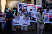 تظاهرات ماه گذشته گروهی از مترجمان افغان در برابر سفارت آمریکا در کابل