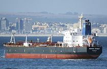 FILE: This Jan. 2, 2016 photo shows the Liberian-flagged oil tanker Mercer Street off Cape Town, South Africa.