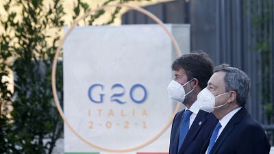 Dario Franceschini und Mario Draghi beim G20-Kulturgipfel
