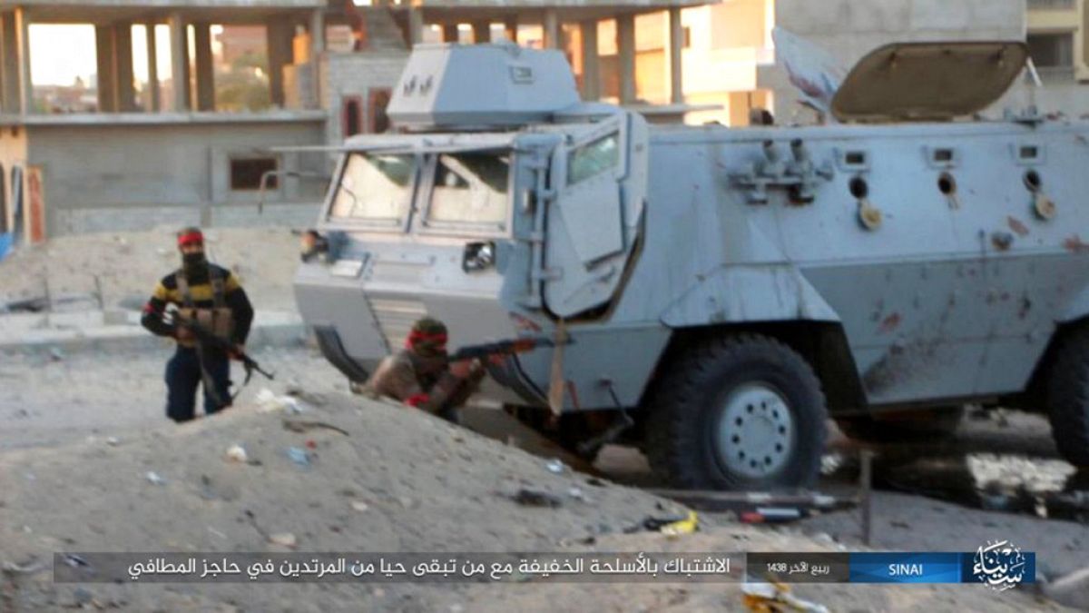 FILE - Photo posted by the Islamic State Group in Sinai shows a deadly attack by militants
