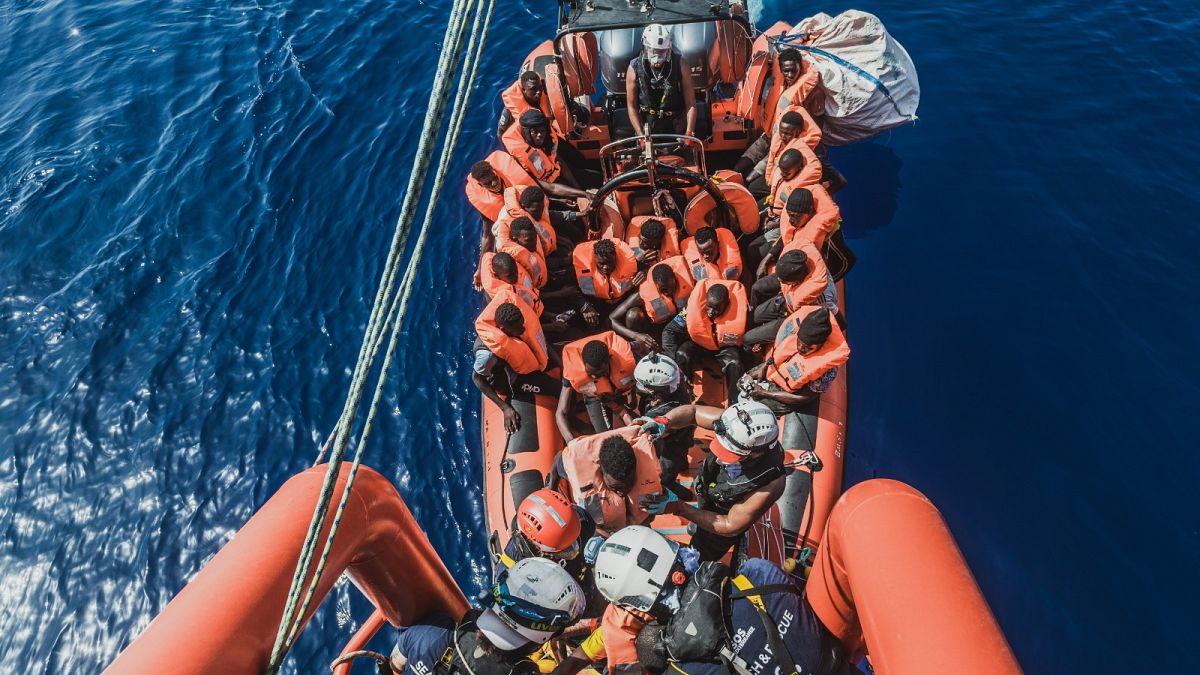 Humanitarian ship Ocean Viking rescues people off the Maltese coast, August 1, 2021