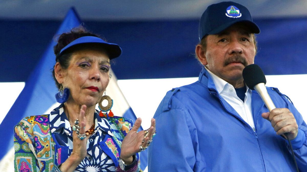 El presidente nicaragüense, Daniel Ortega,  y la vicepresidenta, Rosario Murillo, en una imagen tomada en 2018