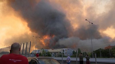 تصاویری از یونان؛ آتش سوزی در جنگل‌های نزدیک آتن