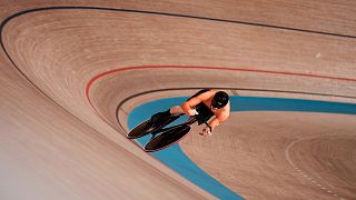 Harrie Lavreysen of Team Netherlands competes during the track cycling men's sprint at the 2020 Summer Olympics, Wednesday, Aug. 4, 2021