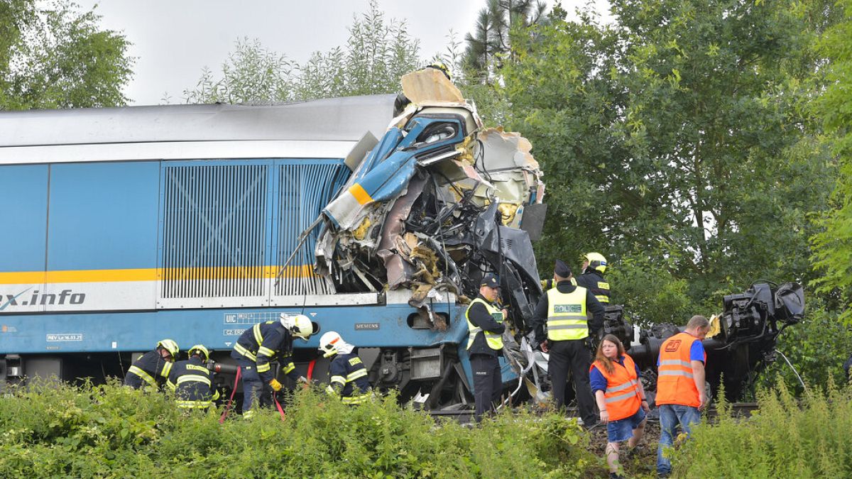 The Western Express Train collided with a passenger train near the village of Milavce between the stations Domazlice and Blizejov, Czech Republic.