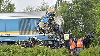 The Western Express Train collided with a passenger train near the village of Milavce between the stations Domazlice and Blizejov, Czech Republic.