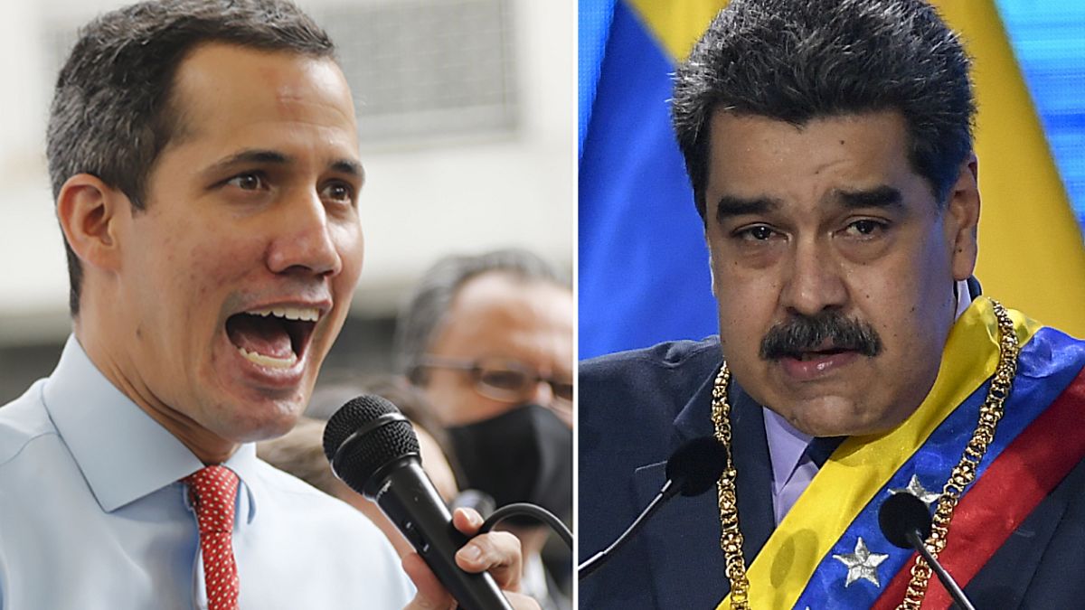 A la izquierda, el líder opositor Juan Guaidó y a la derecha el presidente de Venezuela, Nicolas Maduro.