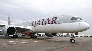  In this Jan. 15, 2015 photo, a new Qatar Airways Airbus A350 approaches the gate at the airport in Frankfurt, Germany.