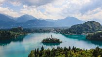A magnificent view of Bled lake in Slovenia.