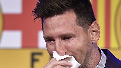 Argentinian striker Lionel Messi bids a tearful farewell to Barcelona