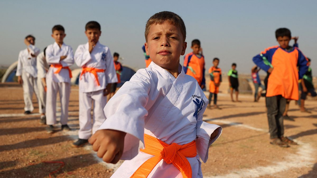 Teilnehmer der "Lager-Olympiade" für Kinder in Idlib 