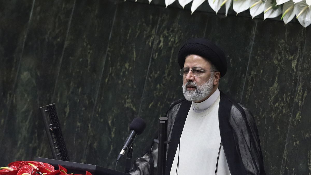FILE: President Ebrahim Raisi delivers a speech after taking his oath as president in a ceremony at the parliament in Tehran, Iran, Thursday, Aug. 5, 2021.