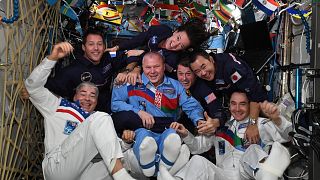 The seven competitors decorated the space station's lab module for the occasion