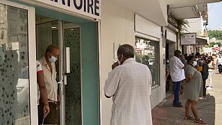 Local residents queue up to take a Covid-19 test at a laboratory in Fort-de-France, in the French Caribbean island of Martinique.