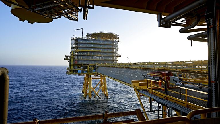 An oil rig operated by A.P. Moller-Maersk. Denmark has pledged to end all North Sea extraction by 2050, and is looking to position itself as a carbon storage hub.