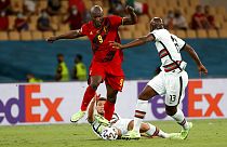 Romelo Lukaku beim EM-Spiel Belgien gegen Portugal im Juni 2021