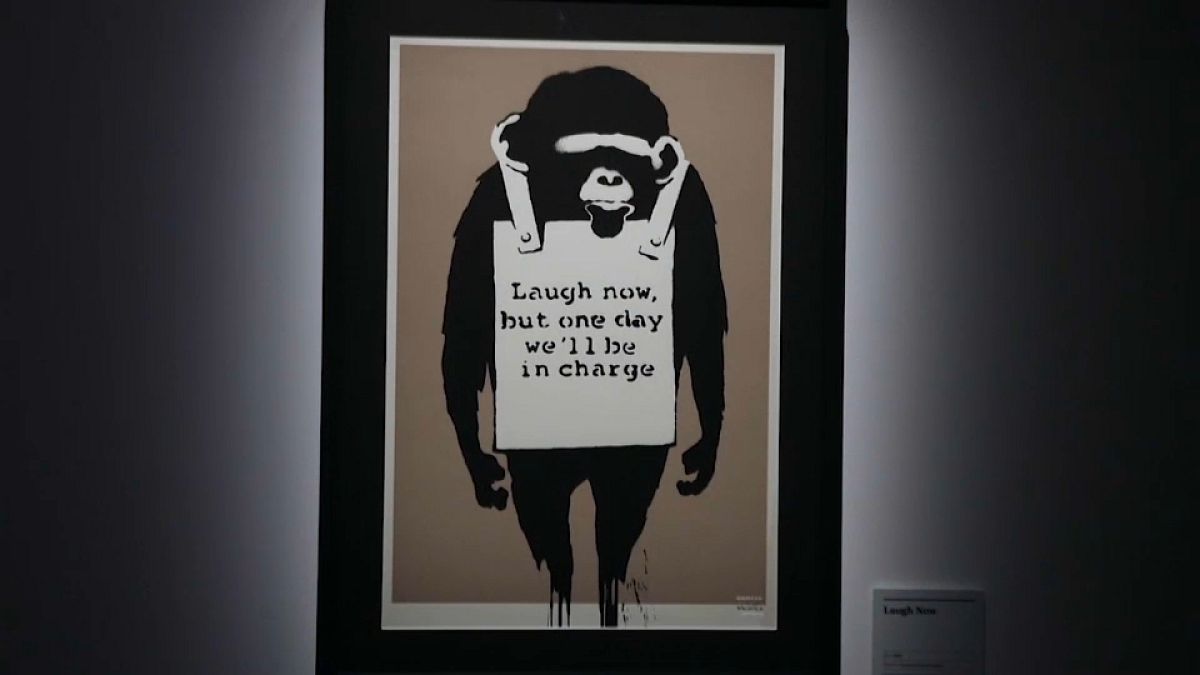 Una de las obras de Banksy presentadas en la exposicion de Chicago