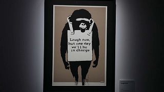 Una de las obras de Banksy presentadas en la exposicion de Chicago