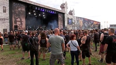 Large crowds attend festival for the three-day Hard Rock & Metal festival Alcatraz in Kortrijk (Courtrai).