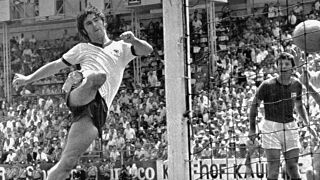 Gerd Mueller scores the decisive third goal for Germany during the World Cup quarterfinal in 1970