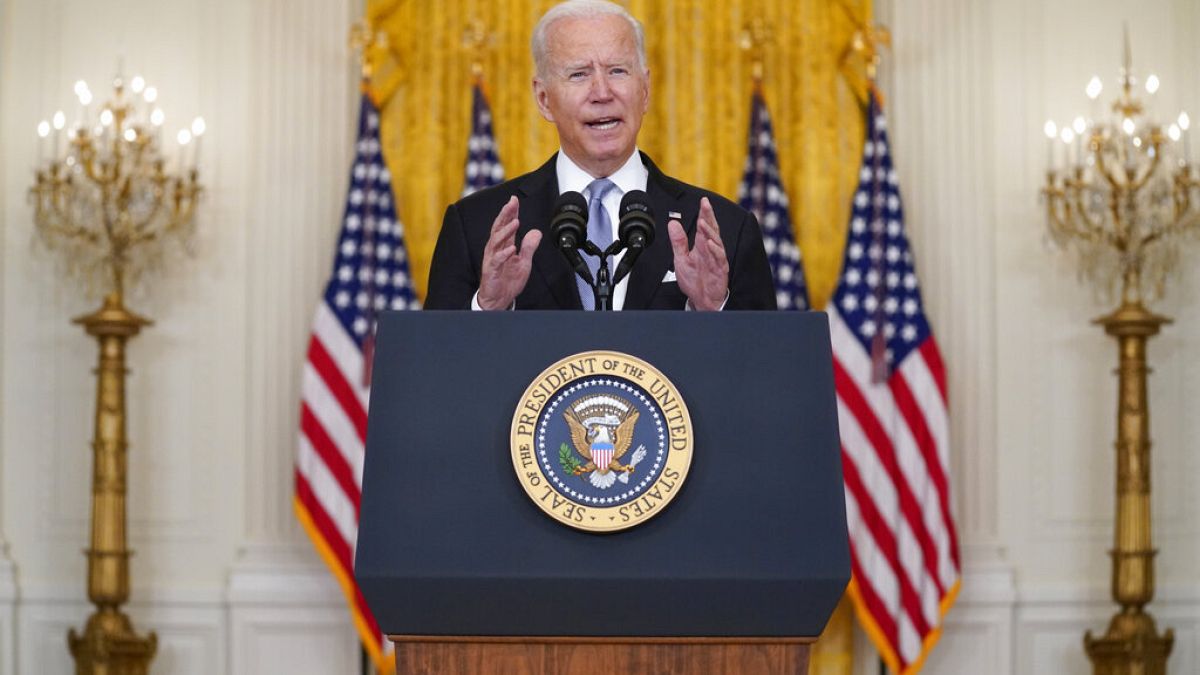 President Joe Biden speaks about Afghanistan from the East Room of the White House, Monday, Aug. 16, 2021, in Washington.