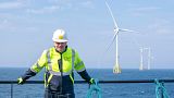 Britain's Prime Minister Boris Johnson onboard the Esvagt Alba during a visit to the Moray Offshore Windfarm East, Scotland. Britain's Prime Minister Boris Johnson onboard the Esvagt Alba during a visit to the Moray Offshore Windfarm East, Scotland.