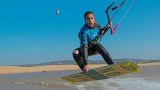 Man kitesurfing
