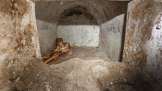 Pompeii'de yapılan kazılarda çok iyi korunmuş bir insan iskeleti bulundu