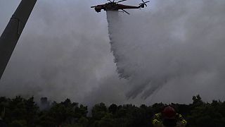Πυροσβεστικό ελικόπτερο επιχειρεί στη φωτιά στα Βίλια - Αύγουστος 2021