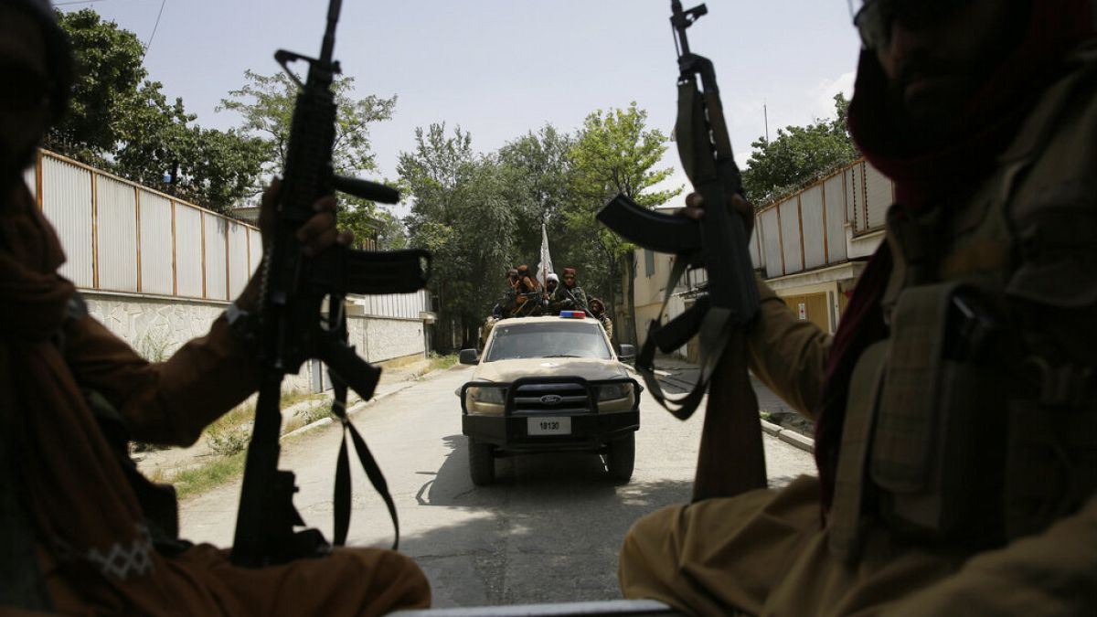 Taliban fighters patrol in Kabul, Afghanistan, Aug. 19, 2021. 